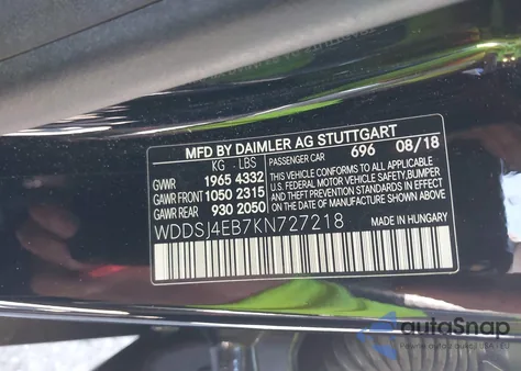 2019 Mercedes-Benz Cla 250 из США, поврежденный, VIN WDDSJ4EB7KN727218